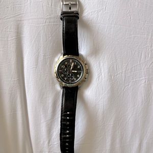 Fossil Dean FS4545 Men's Black Leather Analog Dial Quartz